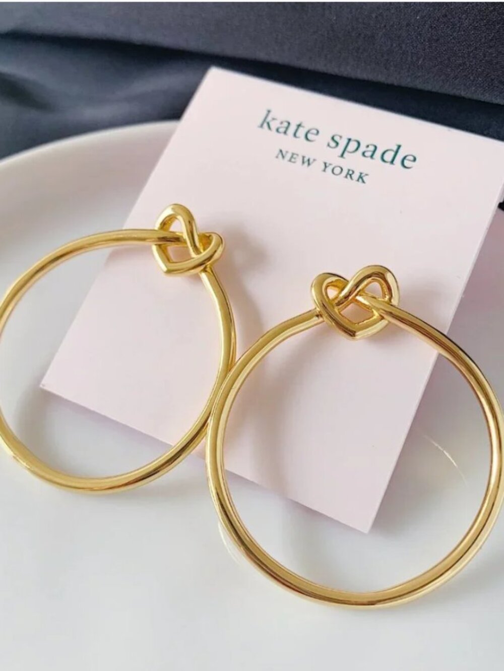 Kate Spade Gold Heart Hoop Earrings Oversized Statement Hoops